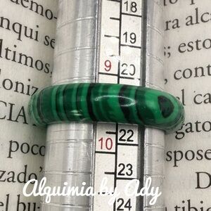 Green and Black malachite carved Ring band